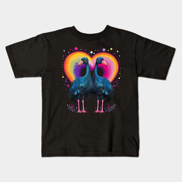 Ostrich Valentine Day Kids T-Shirt by JH Mart